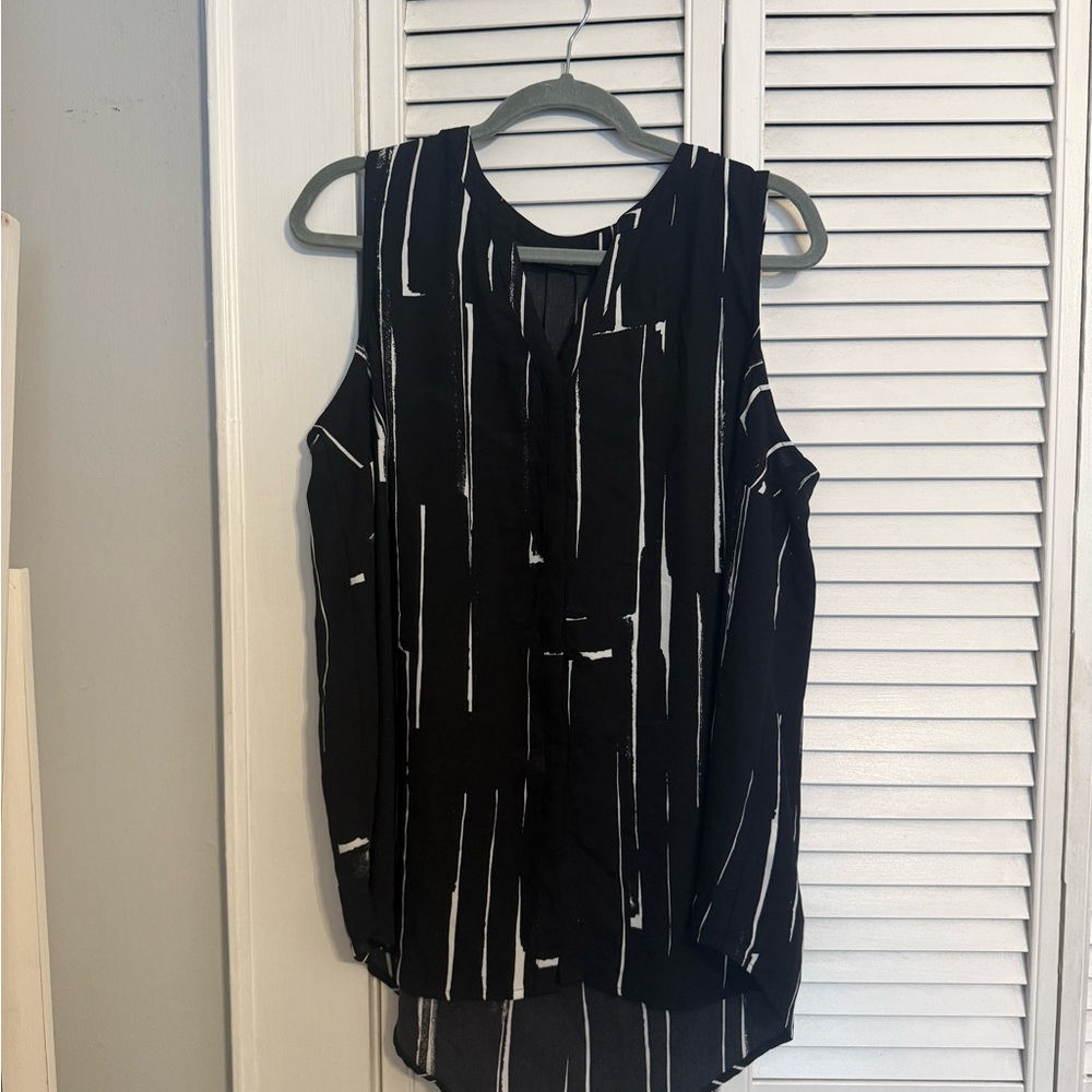 Apt. 9 Black and White Striped Blouse